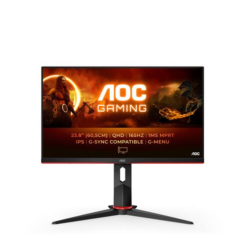 AOC G2 Q24G2A/BK LED display 60,5 cm (23.8) 2560 x 1440 Pixel Quad HD LCD Nero, Rosso