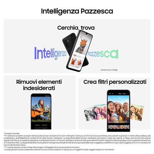Samsung Galaxy A26 5G, Smartphone con Funzioni intelligenti, Display Super AMOLED 6.7”, 6GB RAM, 128GB, Batteria 5.000 mAh, memoria espandibile, White