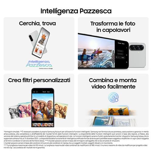 Samsung Galaxy A56 5G, Smartphone con Funzioni intelligenti, Display Super AMOLED 6.7”, 8GB RAM, 128GB, Camera 50MP, Batteria 5.000 mAh, IP67, Awesome Graphite