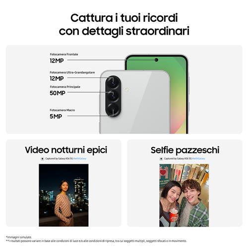Samsung Galaxy A56 5G, Smartphone con Funzioni intelligenti, Display Super AMOLED 6.7”, 8GB RAM, 128GB, Camera 50MP, Batteria 5.000 mAh, IP67, Awesome Graphite