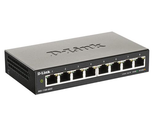 D-Link DGS-1100-08V2 switch di rete Gestito L2 Gigabit Ethernet (10/100/1000) Nero