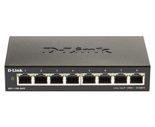 D-Link DGS-1100-08V2 switch di rete Gestito L2 Gigabit Ethernet (10/100/1000) Nero