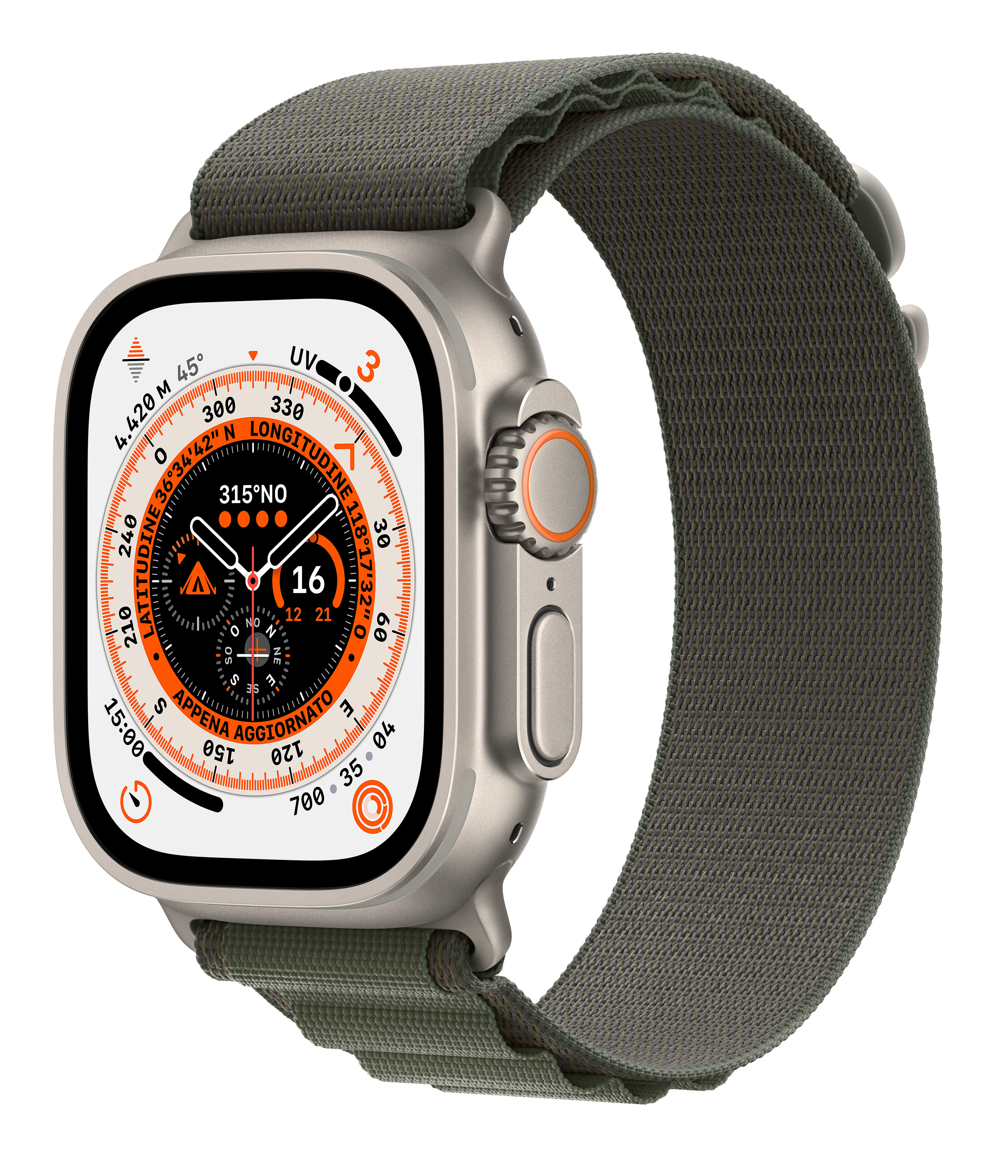 Apple Watch Ultra GPS + Cellular, 49mm Cassa in Titanio con Cinturino Alpine Loop Verde - Medium