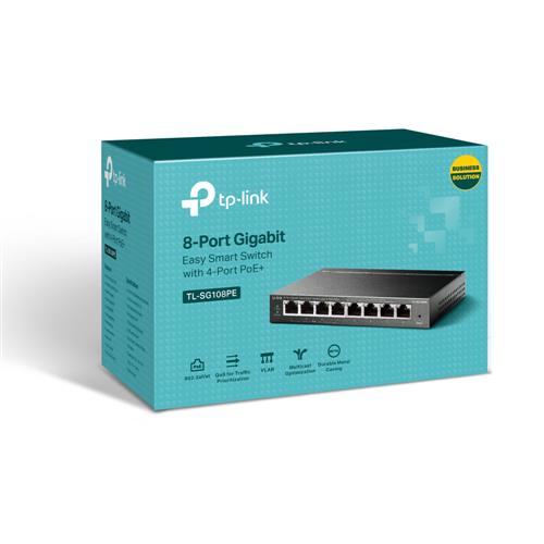 TP-Link TL-SG108PE switch di rete Gestito L2 Gigabit Ethernet (10/100/1000) Supporto Power over Ethernet (PoE) Nero