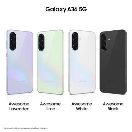 Samsung Galaxy A36 5G, Smartphone con Funzioni intelligenti, Display Super AMOLED 6.7”, 6GB RAM, 128GB, Camera 50MP, Batteria 5.000 mAh, IP67, Awesome White