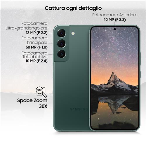 Samsung Galaxy S22 5G Display 6.1'' Dynamic AMOLED 2X, 4 fotocamere, RAM 8 GB, 256 GB, 3.700mAh, Green