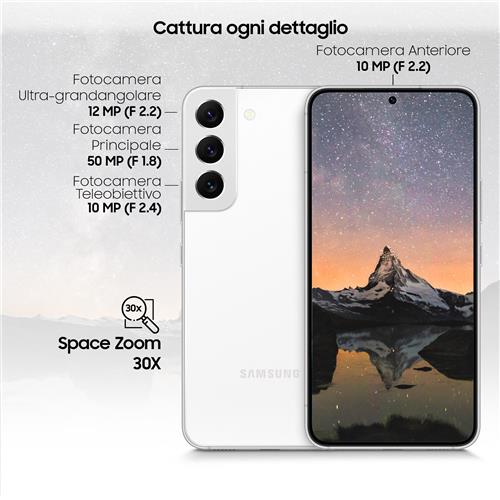 Samsung Galaxy S22 5G Display 6.1'' Dynamic AMOLED 2X, 4 fotocamere, RAM 8 GB, 256 GB, 3.700mAh, Phantom White