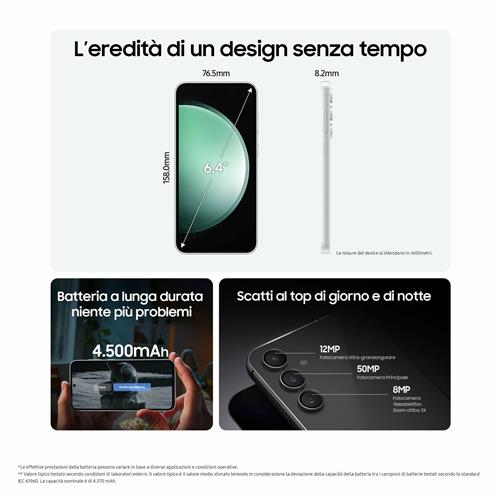 Samsung Galaxy S23 FE Smartphone AI Display Dynamic AMOLED 2X 6.4'', Android 14, Fotocamera 50MP, 8GB RAM, 128GB, Mint