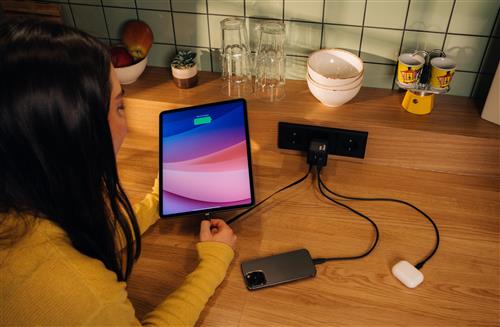 GAN CHARGER 65W 2 PORT RETR CAB US/EU/UK ADP