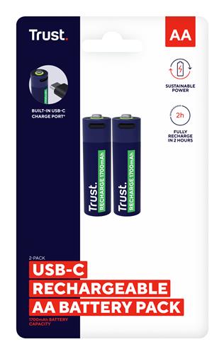 USB-C RECHARGEABLE BATTERIES 2P AA