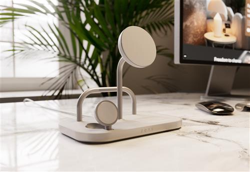 ZENS 4-IN-1 WIRELESS CHARGER INCL WALL CHARGER-WHITE