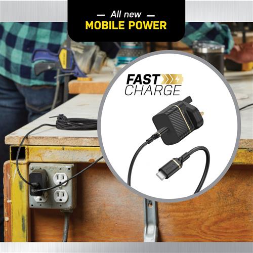 UK WALL CHARGER 20W 1X USB-C 20W USB-PD USB C-C CABLE 1M BLAC