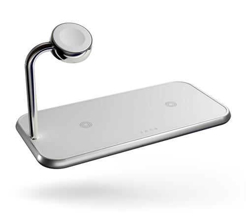 ZENS DUAL+WATCH WRLS CHARGER INCL WALL CHARGER-WHITE