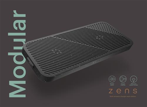 ZENS MODULAR DUAL WRLS CHRG ST INCL WALL CHARGER-BLACK