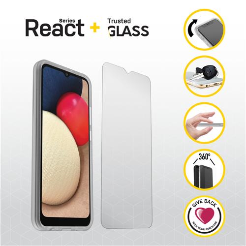 OTTERBOX REACT + TRUSTED GLASS SAMSUNG GALAXY A02S - CLEAR