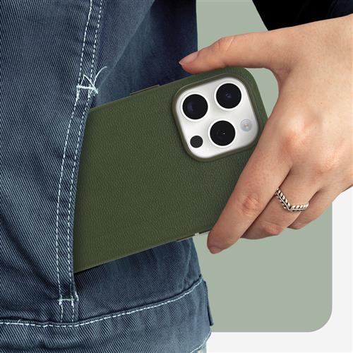 OB SYMETRY APPLEIPHONE 15PROMAX Cactus Leather Groove green