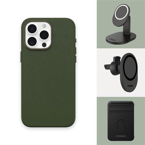 OB SYMETRY APPLEIPHONE 15PROMAX Cactus Leather Groove green