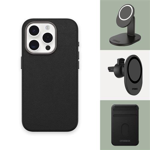 OB SYMMETRY APPLE IPHONE 15PRO Cactus Leather Noir Ash black