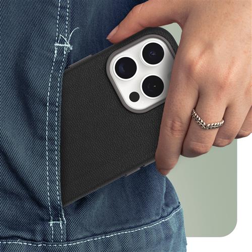 OB SYMMETRY APPLE IPHONE 15PRO Cactus Leather Noir Ash black