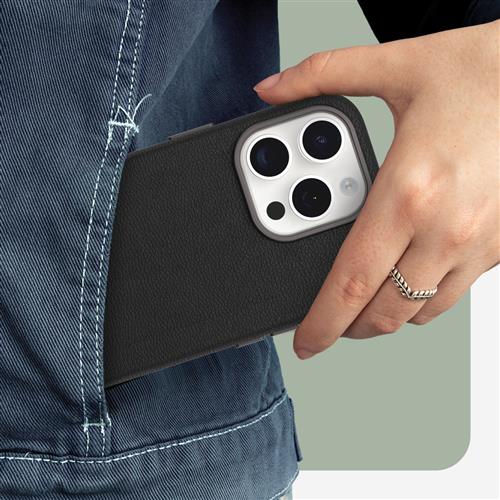 OB SYMMETRY APPLE IPHONE 15PRO Cactus Leather Noir Ash black