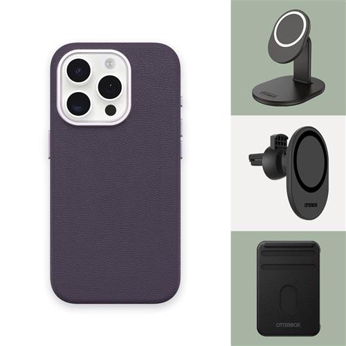 OB SYMMETRY APPLE IPHONE 15PRO Cactus Leather Plum Luxe purple