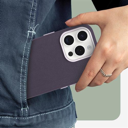 OB SYMMETRY APPLE IPHONE 15PRO Cactus Leather Plum Luxe purple