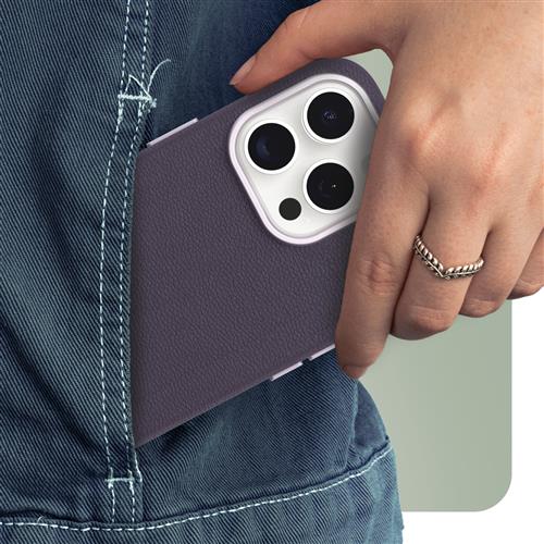 OB SYMMETRY APPLE IPHONE 15PRO Cactus Leather Plum Luxe purple