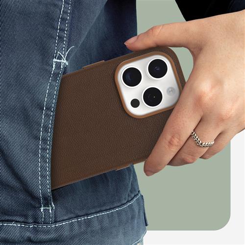 OB SYMMETRY APPLE IPHONE 15PRO Cactus Leather Rich Adobe brown