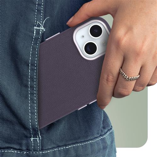 OB SYMMETRY CACTUS LEATHER Apple iPhone 15 Plum Luxe purple