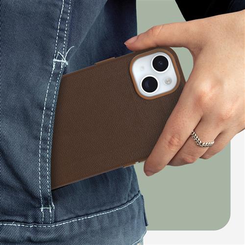 OB SYMMETRY CACTUS LEATHER Apple iPhone 15 Plus Adobe brown