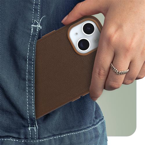 OB SYMMETRY CACTUS LEATHER Apple iPhone 15 Rich Adobe brown