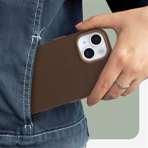 OB SYMMETRY CACTUS LEATHER Apple iPhone 15 Rich Adobe brown