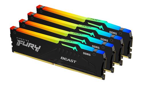 Kingston Technology FURY Beast 128 GB 5200 MT/s DDR5 CL40 DIMM (Kit da 4 moduli) RGB XMP