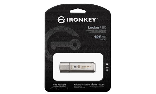 128GB USB 3.2 IRONKEY LOCKER+50 AES USB w/256bit Encryption