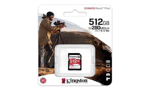 512GB SDXC CANVAS REACT PLUS U3 UHS-II 280R/150W V60 Full HD/4K