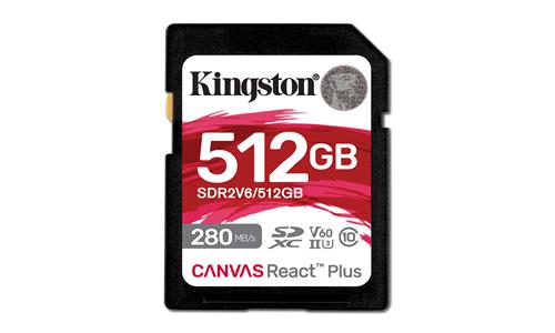 512GB SDXC CANVAS REACT PLUS U3 UHS-II 280R/150W V60 Full HD/4K