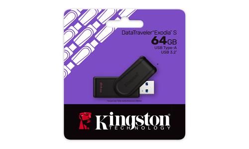 Kingston Technology DataTraveler 64GB Portable USB 3.2 Gen 1 Exodia S (Nero/Nero)