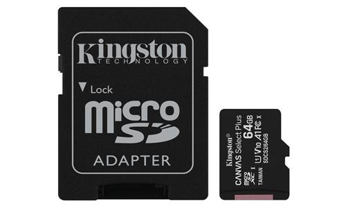 64GB MICROSDXC CANVAS SELECT 2P 2PC 100R A1 C10 CARD+SD ADAPTER