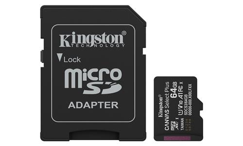 64GB MICROSDXC CANVAS SELECT+ Gen3 100MB/s A1 Card + Adapter