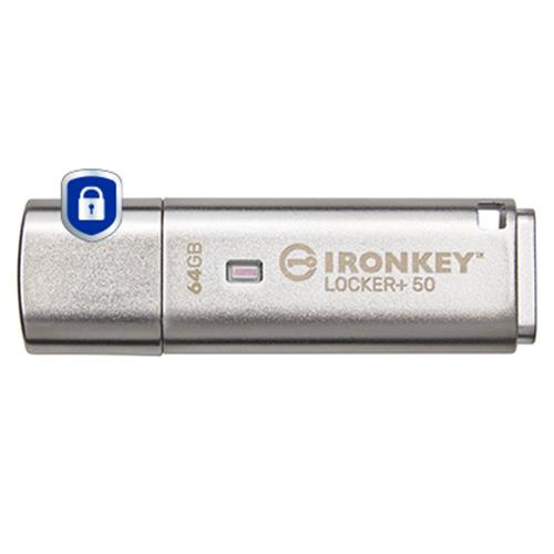 64GB USB 3.2 IRONKEY LOCKER+ 50 AES USB w/256bit Encryption