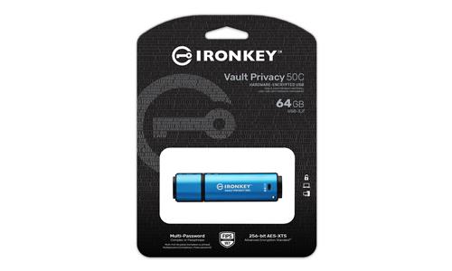 64GB USB-C IRONKEY VAULT P 50C AES-256 ENCRYPTED FIPS 197