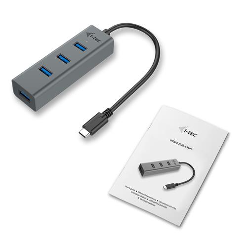 i-tec Metal C31HUBMETAL403 hub di interfaccia USB 3.2 Gen 1 (3.1 Gen 1) Type-C 5000 Mbit/s Grigio