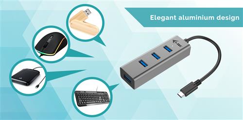 i-tec Metal C31HUBMETAL403 hub di interfaccia USB 3.2 Gen 1 (3.1 Gen 1) Type-C 5000 Mbit/s Grigio