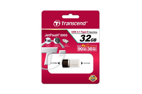 Transcend JetFlash 890 32GB unità flash USB USB Type-A / USB Type-C 3.2 Gen 1 (3.1 Gen 1) Nero, Argento