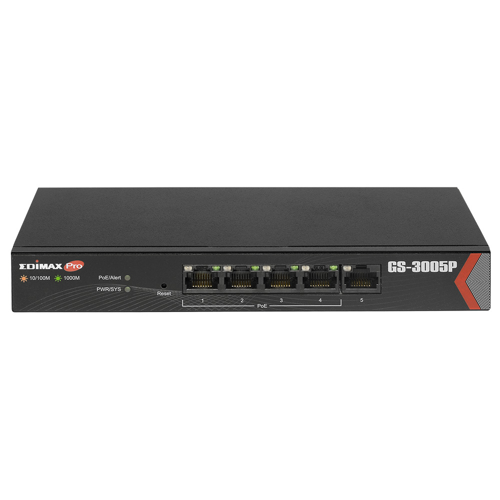 Edimax GS-3005P switch di rete Gestito Gigabit Ethernet (10/100/1000) Supporto Power over Ethernet (PoE) Nero