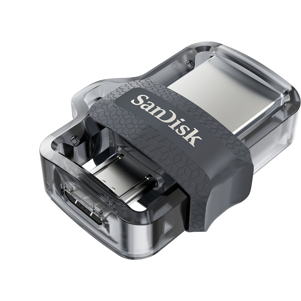 SanDisk Ultra Dual m3.0 unità flash USB 64 GB USB Type-A / Micro-USB 3.2 Gen 1 (3.1 Gen 1) Nero, Argento, Trasparente
