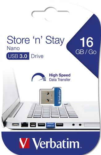 Verbatim Store 'n' Stay NANO - Memoria USB 3.0 da 16 GB - Blu