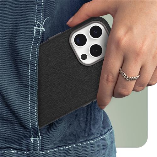 OB SYMETRY APPLEIPHONE 15PROMAX Cactus Leather Noir Ash black