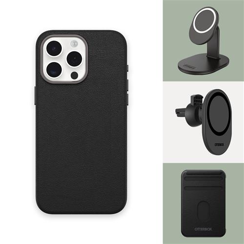 OB SYMETRY APPLEIPHONE 15PROMAX Cactus Leather Noir Ash black