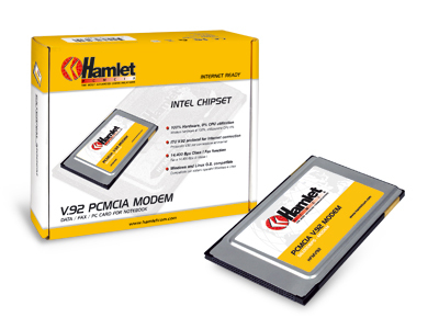 Hamlet Scheda PCMCIA modem Data/Fax per Notebook connessione a 56.000Bps con protocollo V.92.
